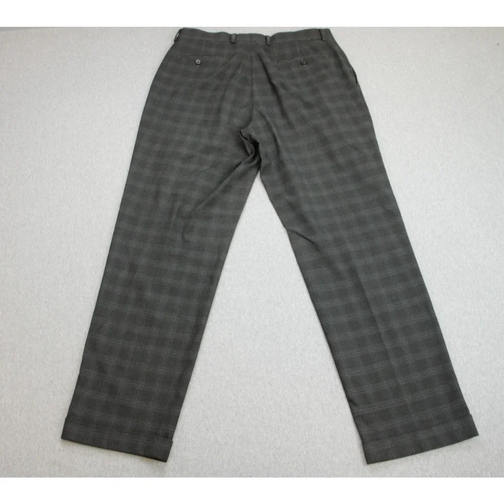 Ralph Lauren Pants Mens 34 x 32 Plaid Stretch Pleated Cuffed‎